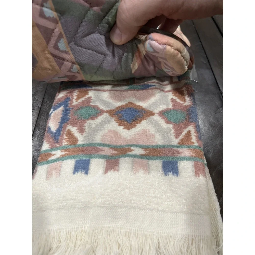 Vtg Cecil Saydah Aztec‎ Sierra Kitchen Towels Oven Mitt Potholders 5 Piece Set